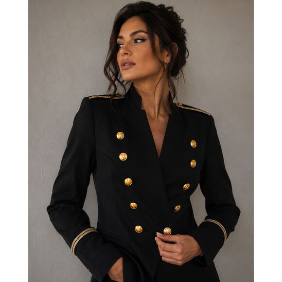 Romeo + Juliet Couture Jackets & Blazers - Romeo + Juliet Couture Military Blazer Black Gold Button Jacket Women M